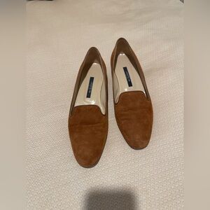 Lafayette 148 Suede Slip-Ons…size 9. Gorgeous cognac suede made in Italy!